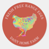 Waterverf van verse eieren Chicken Business Ronde Sticker (Voorkant)