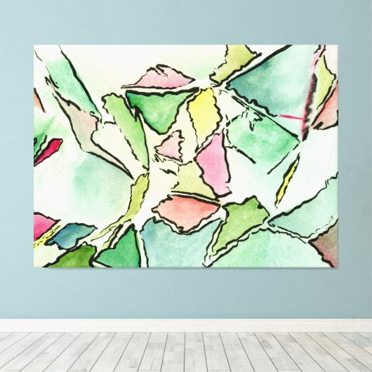 Waterverf van verspreide dromen en inkt op Canvas  (Insitu (Houten vloer))