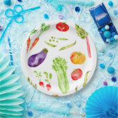 Waterverf van vette kleurrijke groenten papieren bordje (Feest)