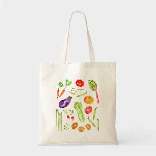Waterverf van vette kleurrijke groenten tote bag (Voorkant)