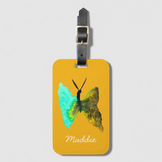 Waterverf van vlinder  bagagelabel (Voorkant (verticaal))