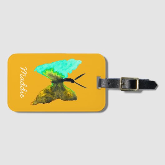 Waterverf van vlinder  bagagelabel (Voorkant (horizontaal))