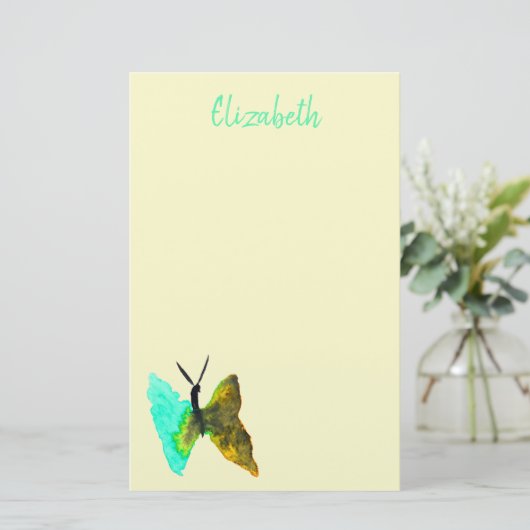 Waterverf van vlinder  briefpapier (Staand voorkant)