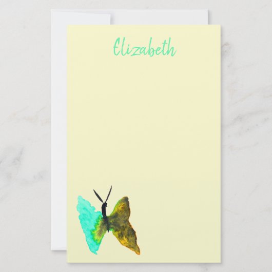 Waterverf van vlinder  briefpapier (Voorkant)