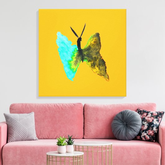 Waterverf van vlinder  canvas afdruk (Insitu (Woonkamer))