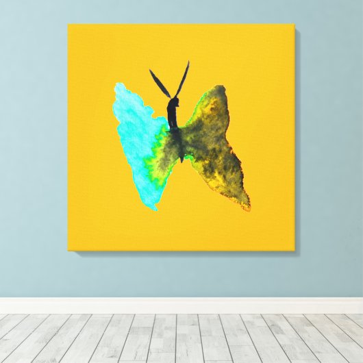 Waterverf van vlinder canvas afdruk (Insitu (Houten vloer))