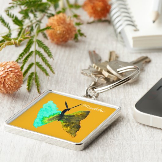 Waterverf van vlinder  sleutelhanger (Zijkant)