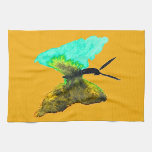 Waterverf van vlinder theedoek (Horizontaal)