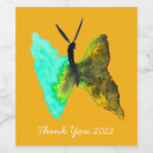 Waterverf van vlinder  wijn etiket (Enkel label)