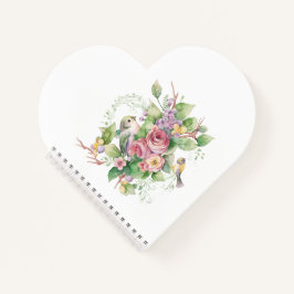 Waterverf van vogel en bloemen notitieboek