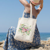 Waterverf van vogel en bloemen tote bag