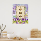 Waterverf van vogeleieren Bloem Pansies Collage Ar Poster (Keuken)