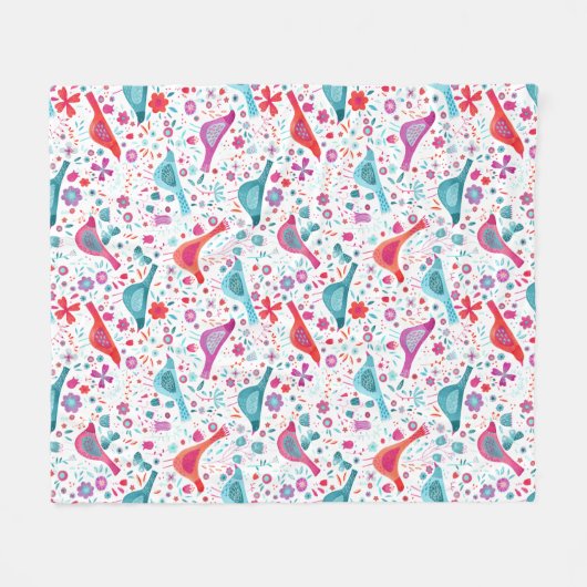 Waterverf van vogelpest fleece deken (Voorkant (Horizontaal))