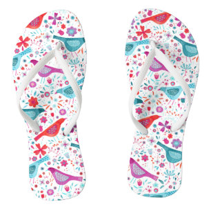 Waterverf van vogelpest teenslippers