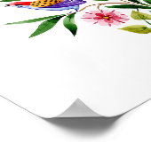 Waterverf van vogels en bloemen Kunstschilders Poster (Hoek)