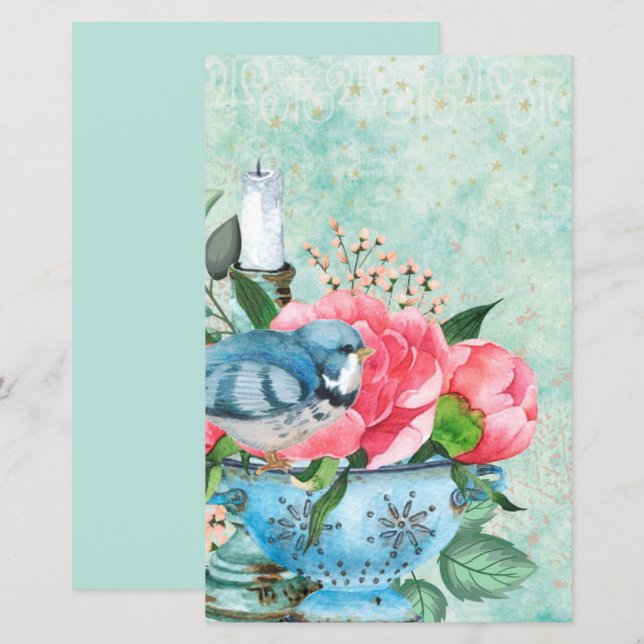  waterverf van vogels ontkoppelen plakboek (Voorkant / Achterkant)