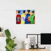 Waterverf van voorjaars Kimono Japans Geisha Poster (Thuiskantoor)
