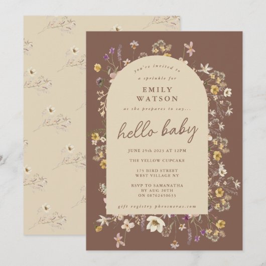 Waterverf van voorjaarsbloem Aangepaste Hallo Baby Kaart (Voorkant / Achterkant)