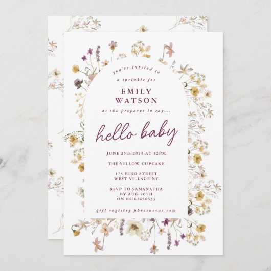 Waterverf van voorjaarsbloem Aangepaste Hallo Baby Kaart (Voorkant / Achterkant)