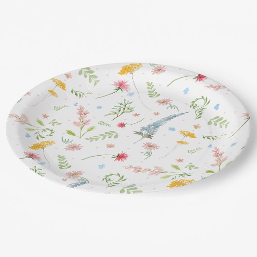 Waterverf van voorjaarsbloem Roze tuin Papieren Bordje (Gekanteld)