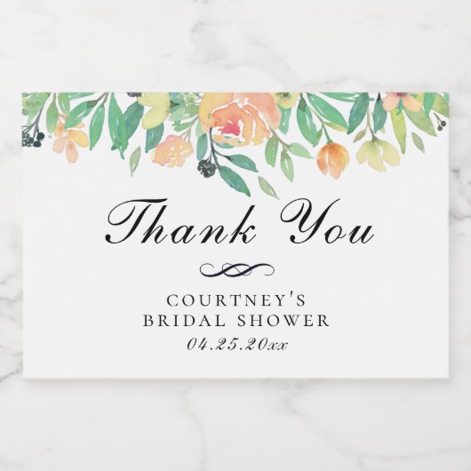 Waterverf van voorjaarsperzik sparkling wijnetiket (Enkel label)