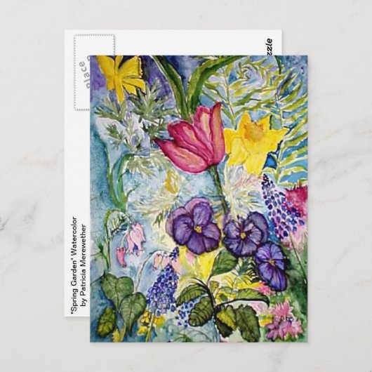 Waterverf van voorjaarstuin briefkaart (Voorkant / Achterkant)