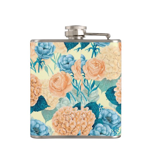 Waterverf van voorjaarstuin heupfles (Achterkant)