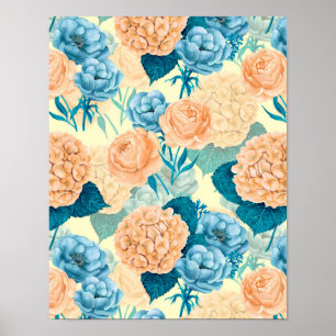 Waterverf van voorjaarstuin poster