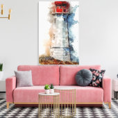 Waterverf van vuurtoren canvas afdruk (Insitu (Woonkamer))