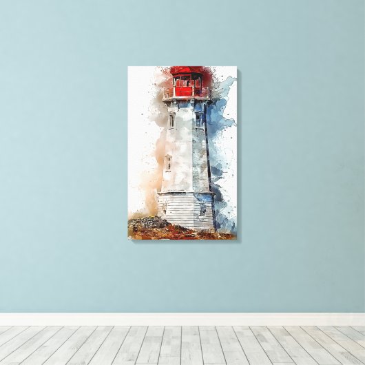 Waterverf van vuurtoren canvas afdruk (Insitu (Houten vloer))