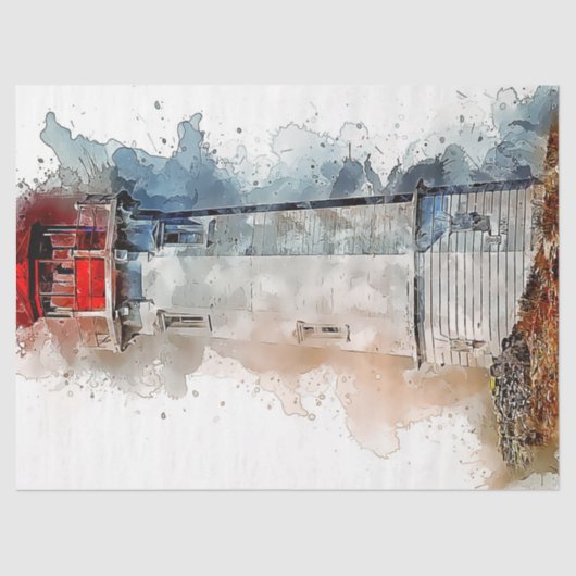 Waterverf van vuurtoren en oceanen - Afgiftepapier Tissuepapier (Voorkant)