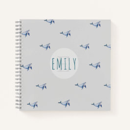 Waterverf van walvismonogram notitieboek