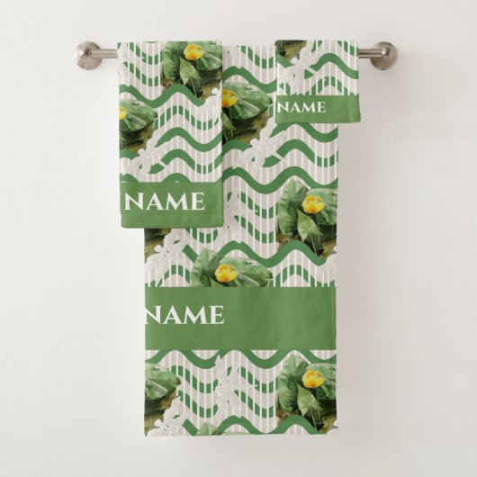 Waterverf van waterlelies, naadloos gestript bad handdoek (Insitu)