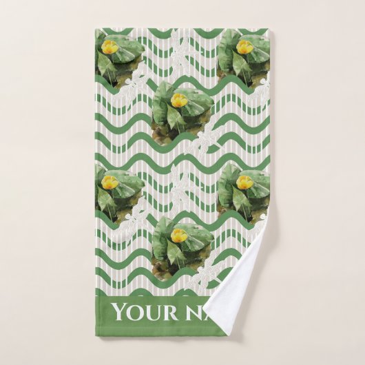 Waterverf van waterlelies, naadloos gestript bad handdoek (Handdoek)