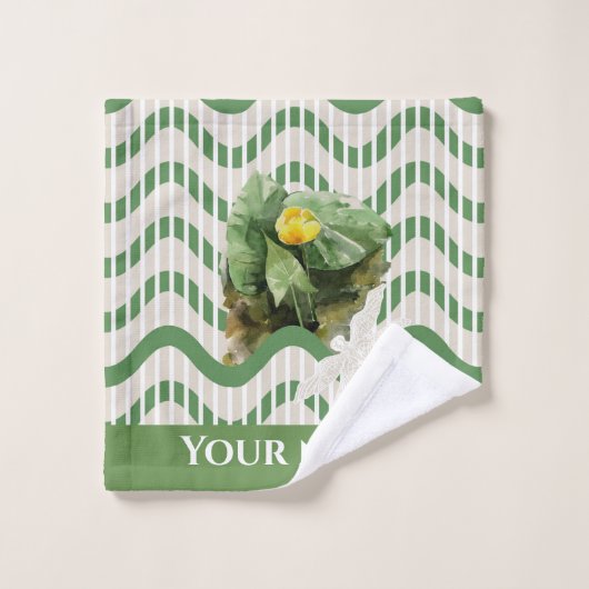 Waterverf van waterlelies, naadloos gestript bad handdoek (Wasdoekje)