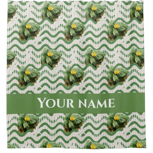 Waterverf van waterlelies, naadloos gestript douchegordijn (Voorkant)