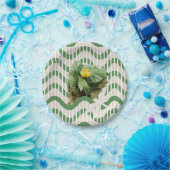 Waterverf van waterlelies, naadloos gestript papieren bordje (Feest)