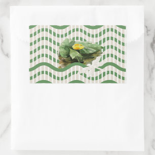 Waterverf van waterlelies, naadloos gestript rechthoekige sticker