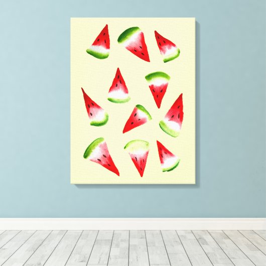 Waterverf van watermeloenen canvas afdruk (Insitu (Houten vloer))