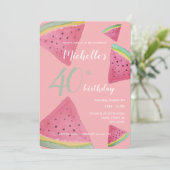 Waterverf van watermeloenen met handbeschilderd kaart (Staand voorkant)