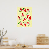 Waterverf van watermeloenen poster (Keuken)