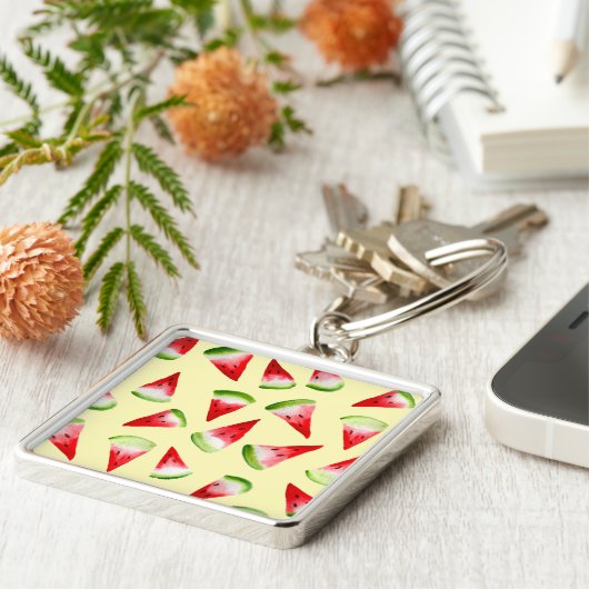 Waterverf van watermeloenen sleutelhanger (Zijkant)