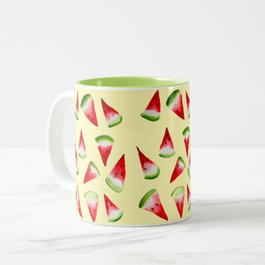Waterverf van watermeloenen tweekleurige koffiemok (Voorkant links)