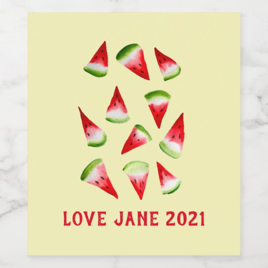 Waterverf van watermeloenen wijn etiket (Enkel label)