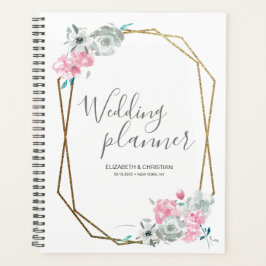 Waterverf van weddenschap met bloem lijst planner