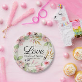 Waterverf van weduwenkast Roze bloemen Rustisch ho Papieren Bordje (Feest)