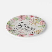 Waterverf van weduwenkast Roze bloemen Rustisch ho Papieren Bordje (Gekanteld)