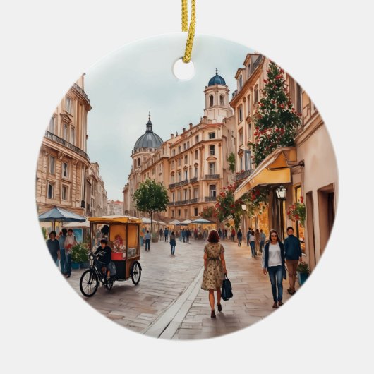 Waterverf van Wenen Oostenrijk Keramisch Ornament (Voorkant)