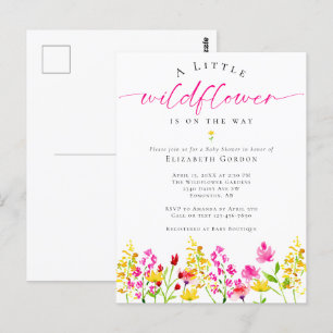 Waterverf van wilde Baby showers Floral Pink Cute Briefkaart