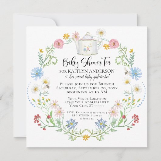 Waterverf van wilde bijen Tea Party pasta Kaart (Voorkant)